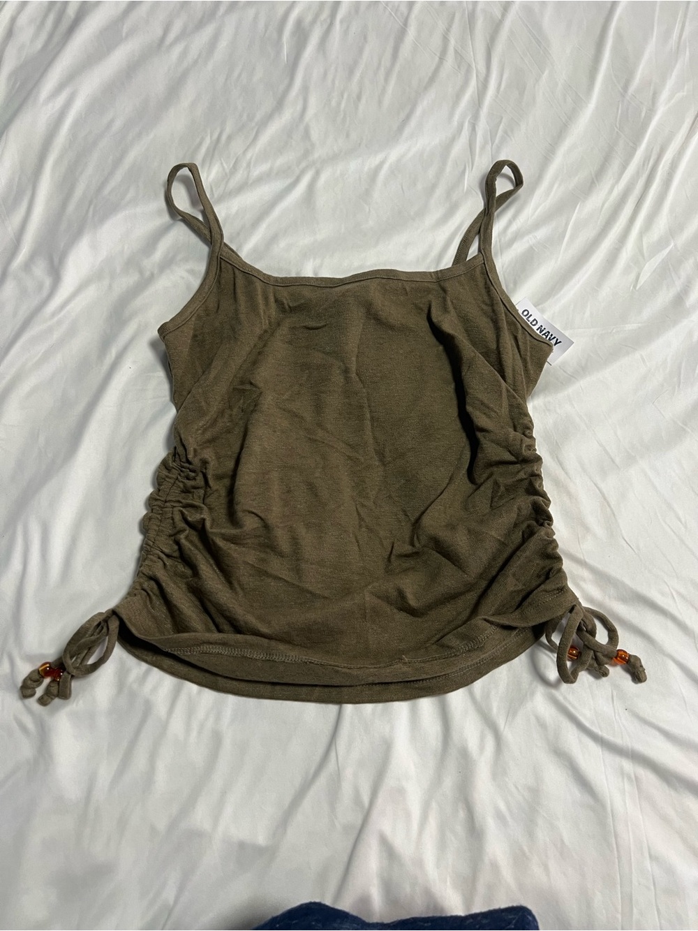 Old Navy Olive Spaghetti Strap Side-Ruched Camisole